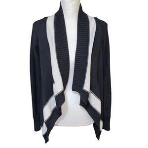 Calvin Klein Women's Knit Open Front Cardigan XS Preppy Pockets Long Sleeve Gray